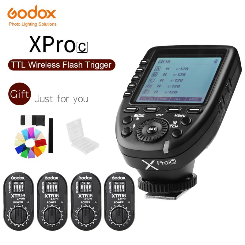 

GODOX XPro-C E-TTL 2.4G Wireless High Speed Sync 1/8000s X system High-speed Flash Trigger + 4x XTR-16 For EOS Cameras