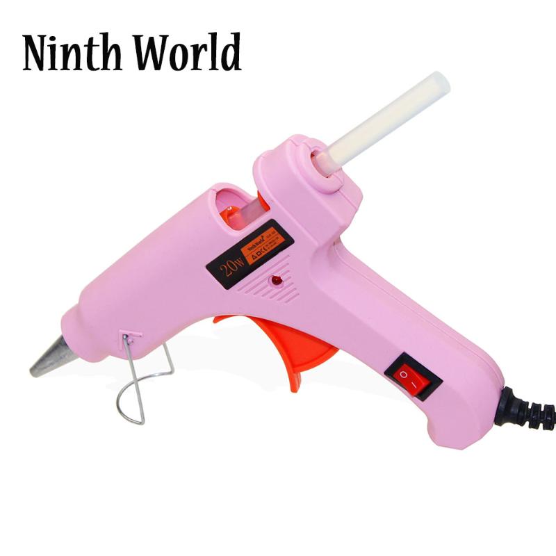 

Pink 20W EU/US Hot Melt Glue Gun With 7mm x 100mm Glue Stick Industrial Mini Guns Thermo Electric Heat Temperature Tool