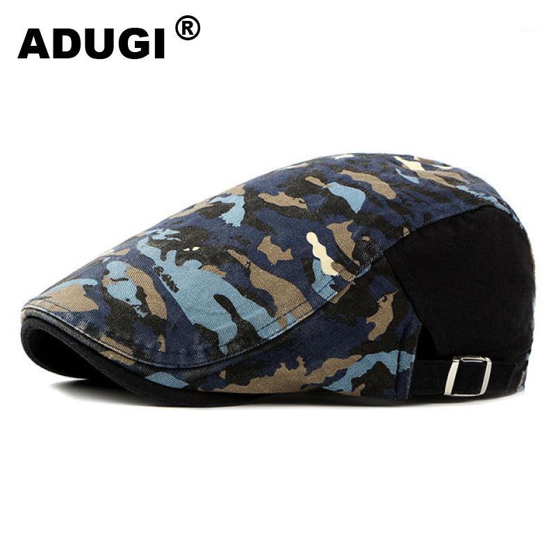 

ADUGI Plus Size Cotton Camouflage Hat Men's Beret Women's Korean Version Cap British Fashion Forward Hat Hip Hop1, Black