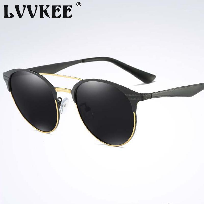 

LVVKEE 2020 Top Quality Polarized Sunglasses Men/Women retro Brand Half Frame Sun Glasses UV400 gafas feminino1