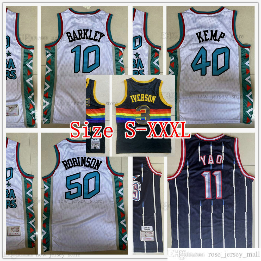 

S-XXXL Basketball 3 Allen 11 Yao Iverson Ming Jersey Mitchell&Ness 1995 All-Star Retro Shawn 40 Kemp White 50 David 10 Charles Robinson Barkley Jerseys, 10barkley