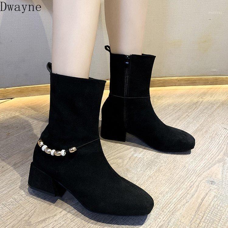 

Thick heel short boots tide 2020 new wild side zipper British style handsome tube boots children1, Black