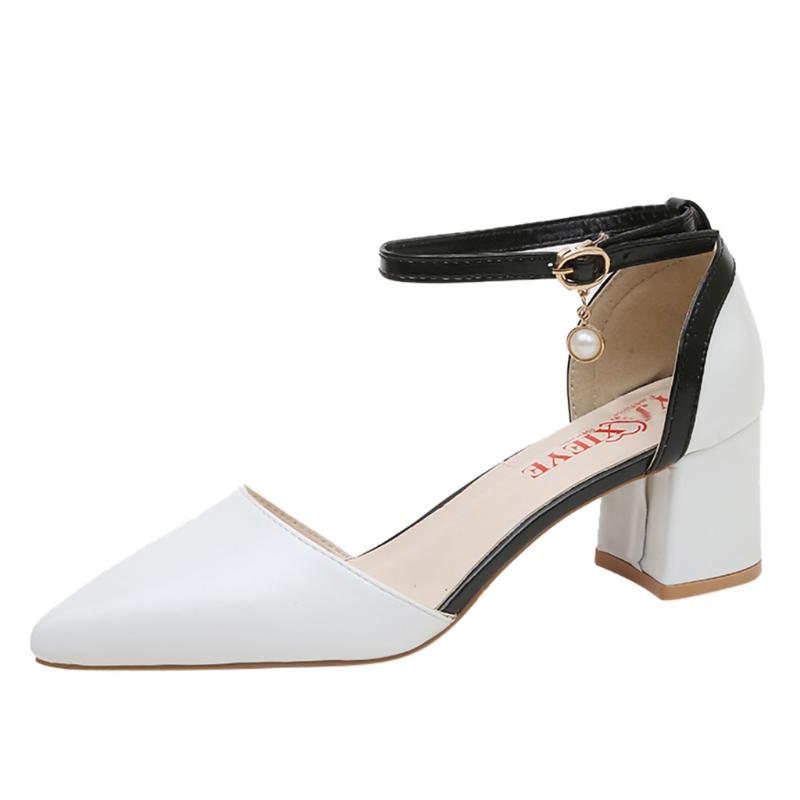 

WoMen Pointed Shoes Belt Buckle Dress Heeled Sandals High Heels Dress Shoes Fashion British Wind Square Heel Travel Apr 11, Gold