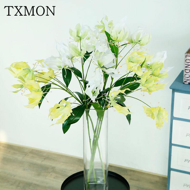 

New wedding arrangement 94cm 3D printing simulation strange lily fake flower silk flower simulation plants decoration lily, White