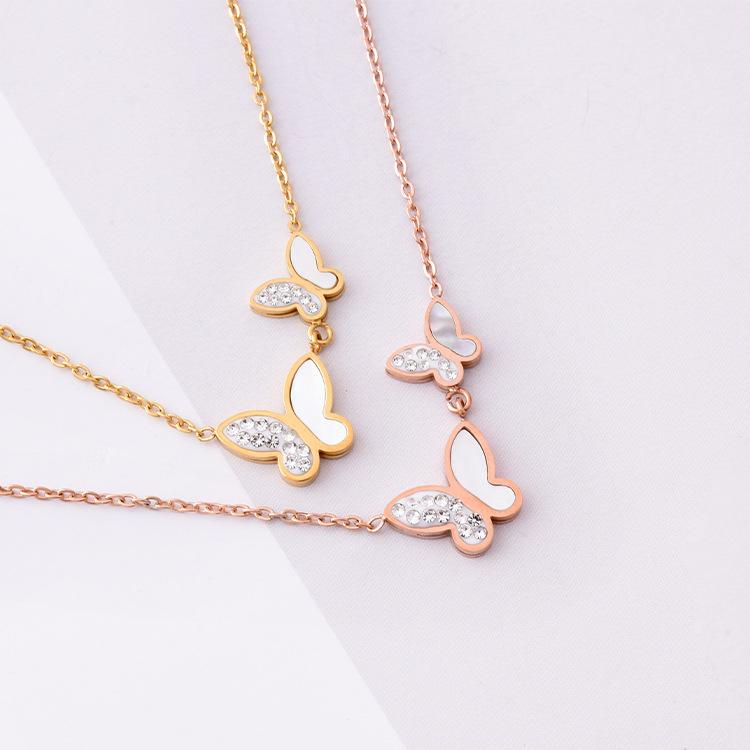 

Fashion new butterfly necklace titanium steel pendant female wild clavicle chain hot sale