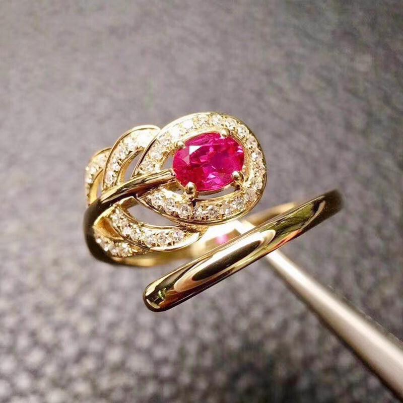 

Cluster Rings Natural Real Pink Tourmaline Flower Ring Per Jewelry 925 Sterling Silver 3*4mm 0.25ct Gemstone Fine For Women J211237, Golden;silver