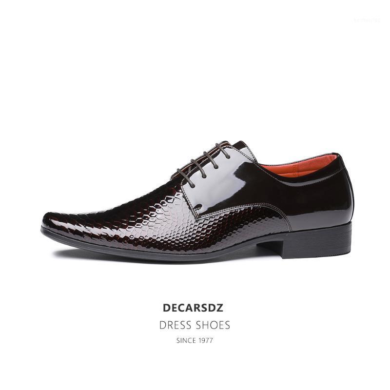 

DECARSDZ Men Dress Shoes 2021 New High Quality Patent Leather Man Shoes Fashion Office Business Wedding Footwear Comfy Men1, Dk-s-028-1