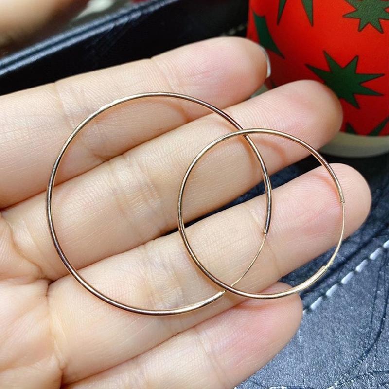 

ANI 18K Solid Rose Gold (AU750) Women Engagement Hoop Earrings Customize 3/4cm Fashion Round Design Trendy Birthday Gift