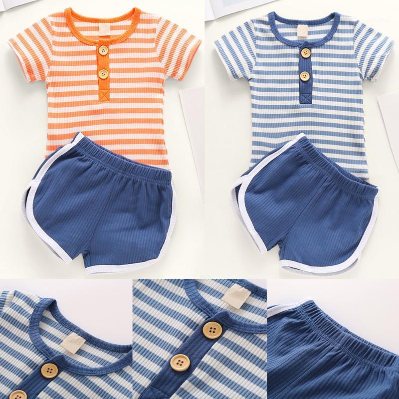 

Striped Printed Children Clothing Set For Boy 2 Pcs Toddler Baby Boy Outfits Set T-Shirt + Shorts Summer Kids Clothes D301, Blue