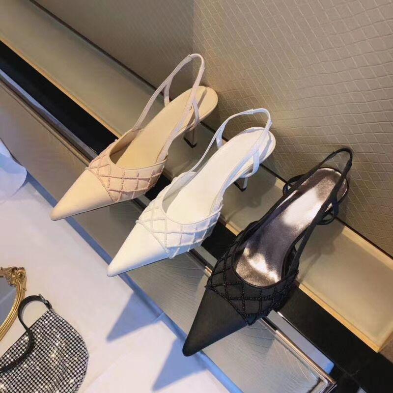 

Luxury Designers Women Sandals High Heels Brand Shoes Women Slip on Pointed Toe Sandals Sexy Slingback Pumps, Clear