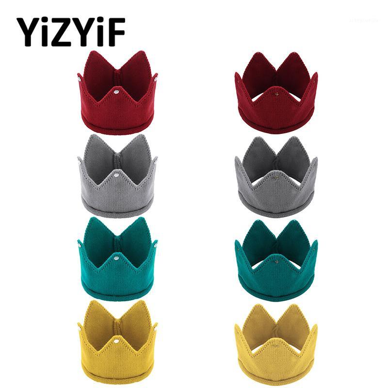 

Headwear Birthday Party Knitted Crown Infant Baby Boys Girls Tiaras Crown Headband Warm Crochet Beanie Cap Hat Photography Props1, Burgundy