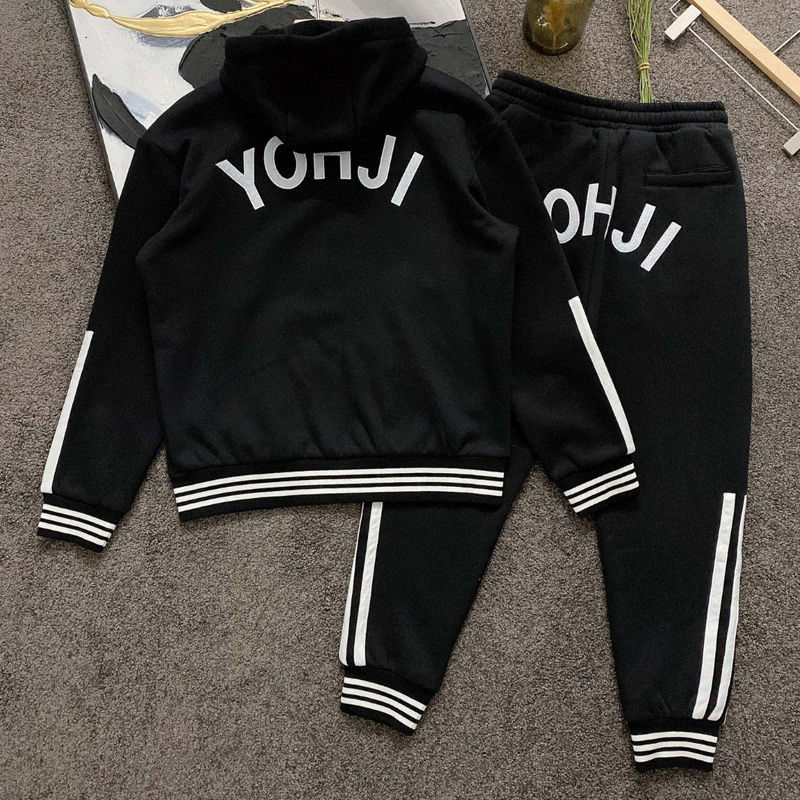 

Mens tracksuits sports suit y3 autumn and winter plus velvet thick casual jacket two-piece suits, Pant