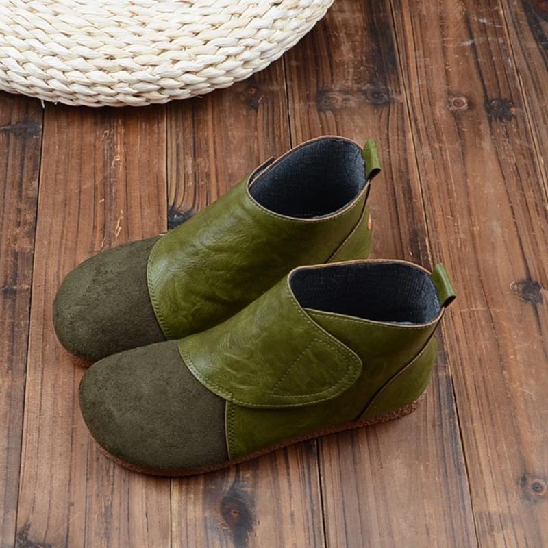 

Women ankle boots flats shoe autumn vintage PU leather matin shoes plus size gladiator short booties woman mujer zapatos D2192, Beige