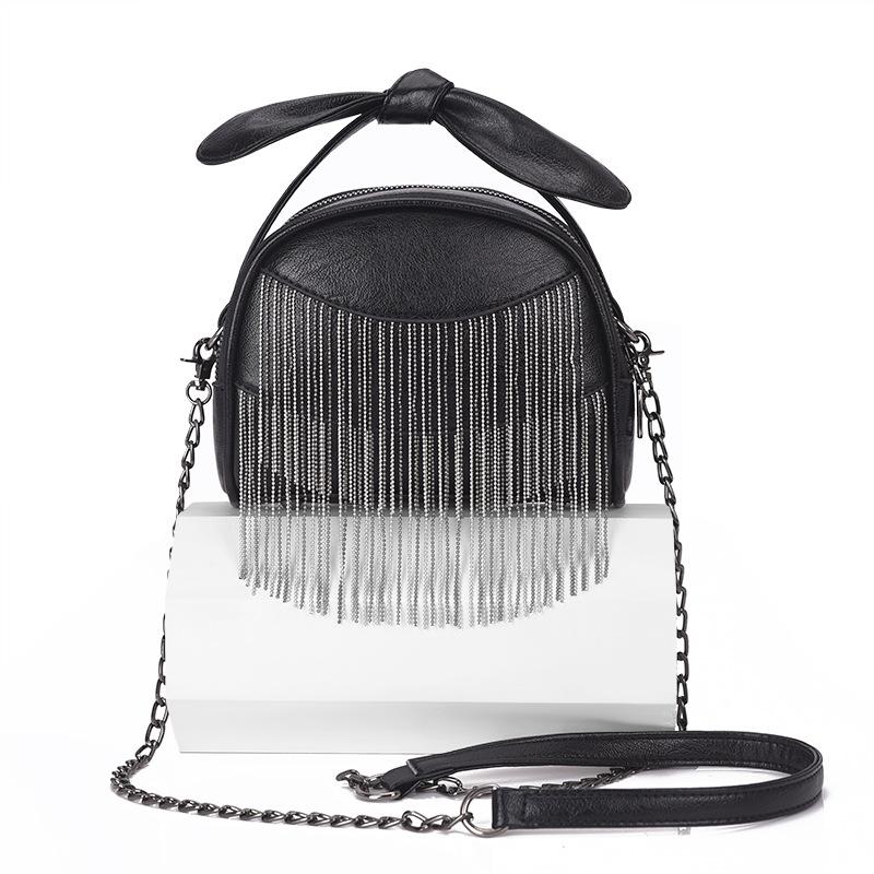 

New Women Tassel Shoulder Messenger Bag Ladies Casual Trendy Crossbody Handbags Female Vintage Envelope Bags Fashion Girls, Black