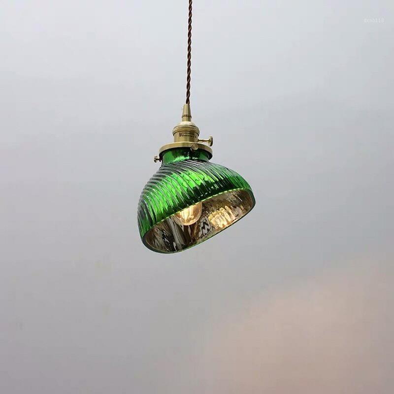 

European-style personality green glass brass wall lamp literary fresh wind aisle mirror front bedroom bedside lamp LB1010141