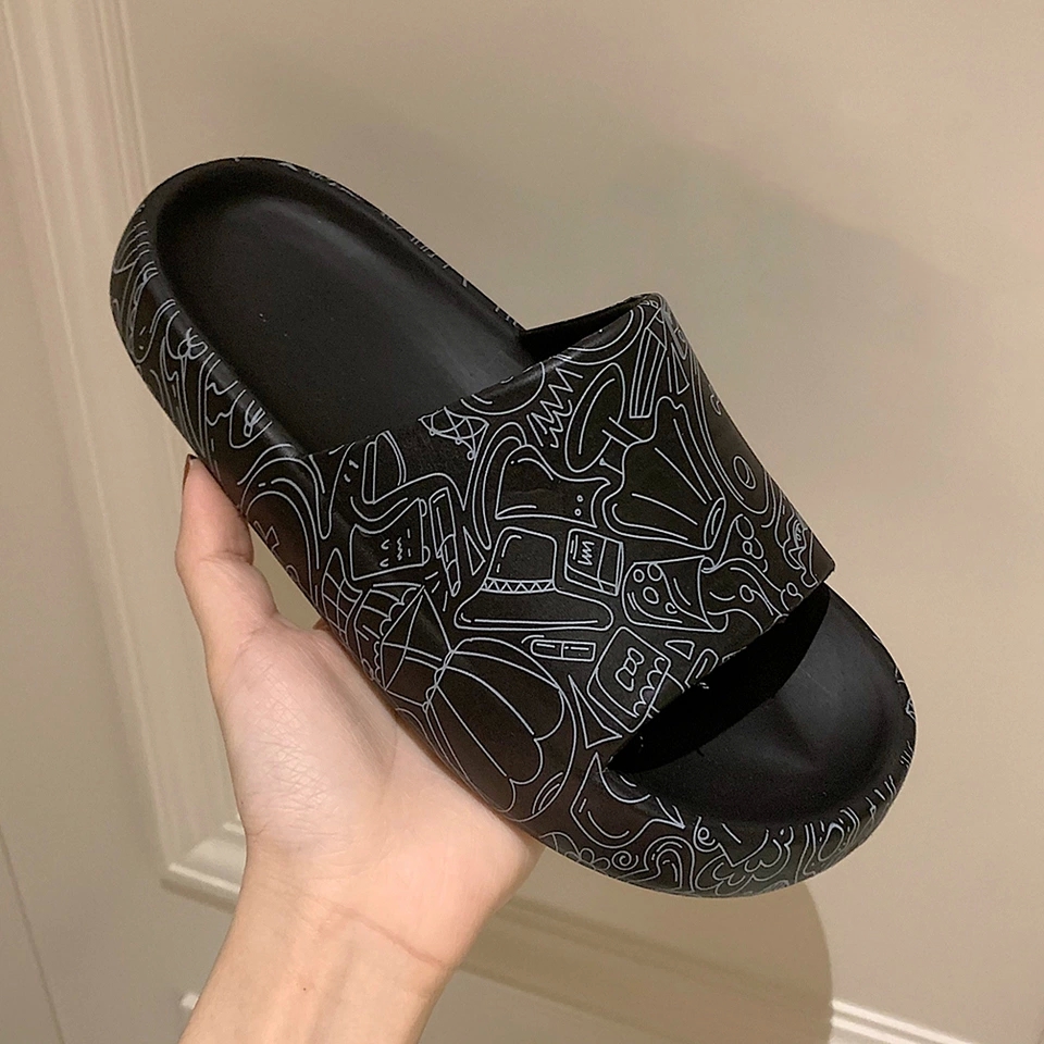 

2021Summer Indoor Slippers Slides Shoes Women Thick Bottom Bathroom Slippers Home Shoes Non Slip Beach Outdoor #ph9R, Black
