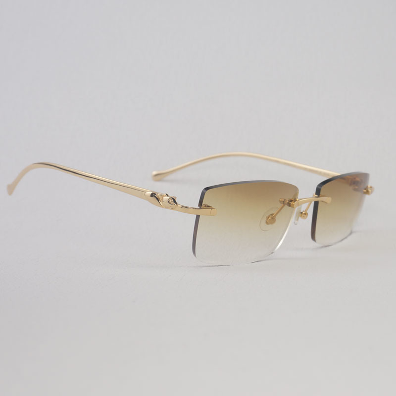 

Vintage Randloze Zonnebril Luipaard Stijl Gafas Retro Shad Mannen Voor Rijden Clear Bril Metalen Frame Vrouwen Eyewear