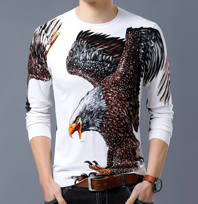 

2021 New Autumn Dragon Sweaters Long Sleeve Printed Thin Sweater Domineering Men's Round Neck Design 40hi, As shown