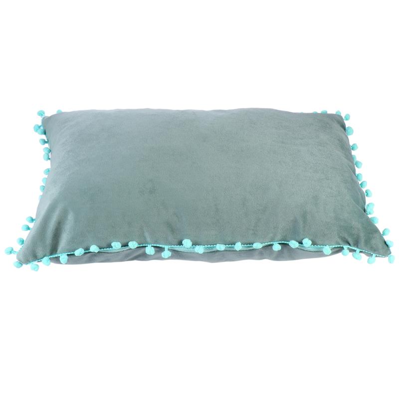 

1Pc Pillowcase Solid Color Nordic Style Furry Ball Pillow Protector Pillow case for Condo Restaurant Home Office, Olive green