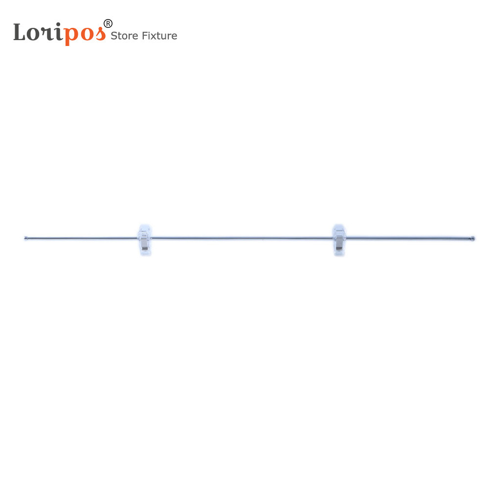 60cm Ceiling Poster Display Poster Rails Ceiling Hanging Sign Holders Metal Pole -Silvery With 2 Plastic Clear Clip | Loripos-image-755099113