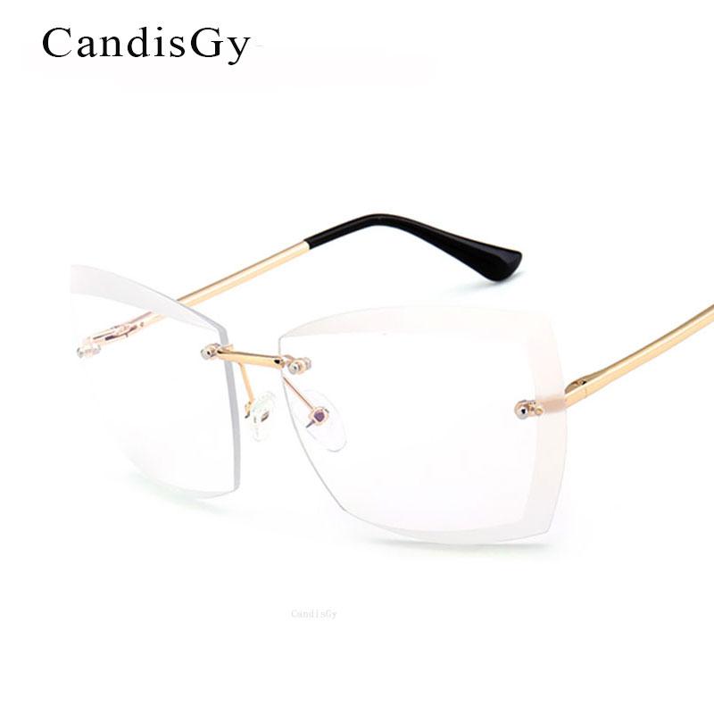 

2020 New Arrival Women Brand Designer Colorful Rimless Gradient Cateye Eyeglasses Sunglasses Lady Diamond Sun Glasses Summer