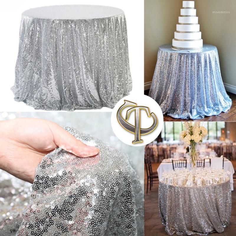

Silver Sequin Tablecloth 60/80/120 cm Glitter Round Table Cloth Table Cover Wedding Birthday Festival Party Home Decor1