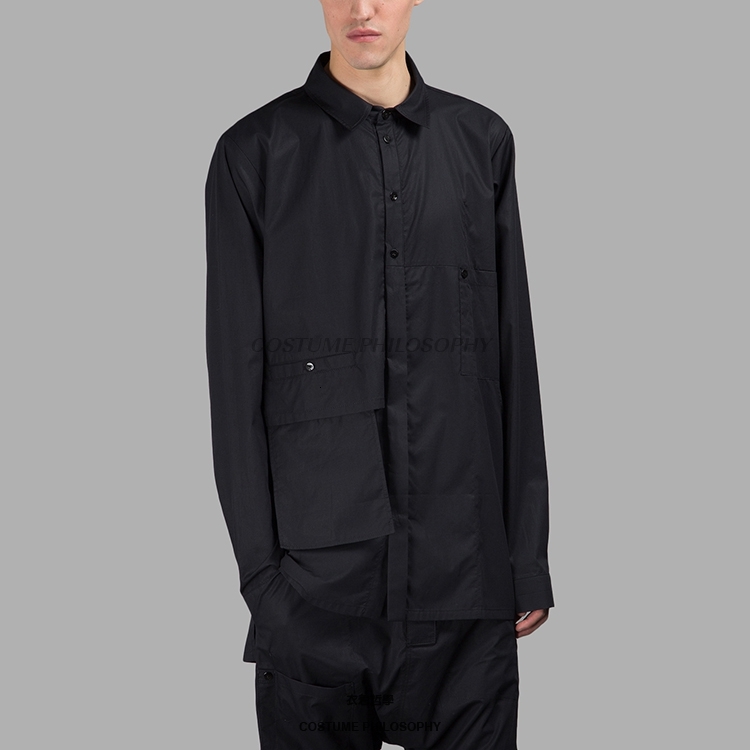 

2021 Homemade 2108 New Men's Shirt Loosens Patchwork Design Handmade Multi-layer Black. S-6xl!! ANX1