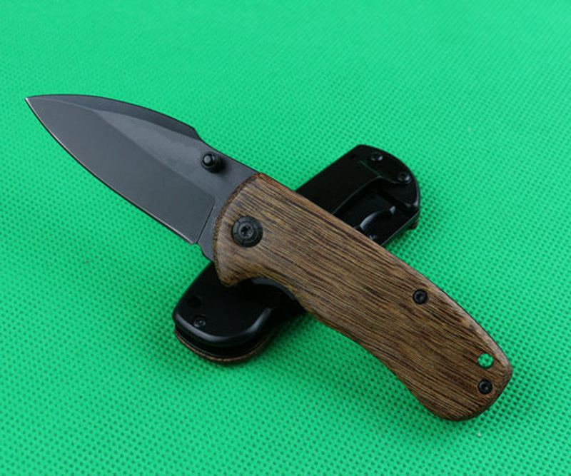 

new arrival da66 small folding knife 440c stainless steel blade wood steel handle edc pocket knives survival tactical camping tools