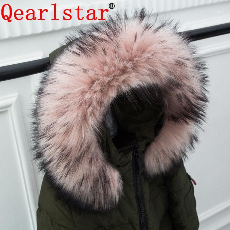 

Scarves Qearlstar Faux Raccoon Fur Scarf Winter Jackets Hood Decor Multicolor Fake Men Coat Collar FY191