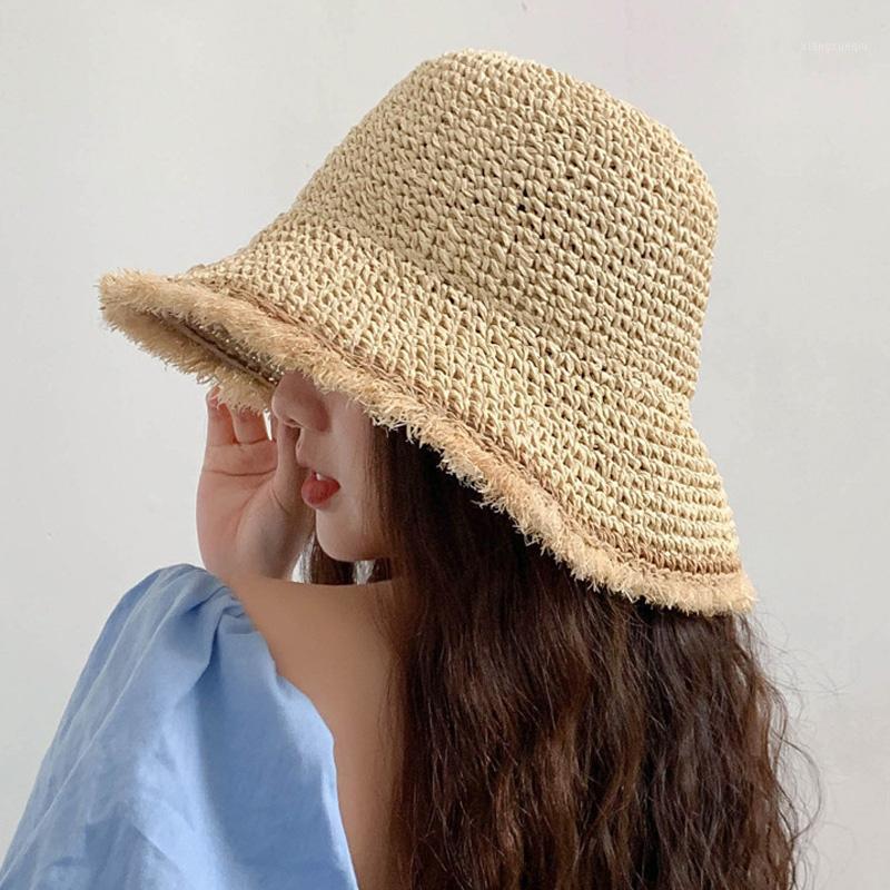 

Womens Straw Hats Chinese Hat Panamas UV Protection Sun Visor Beach Women Visors Foldable Female Summer Wide Brim, Blue;gray