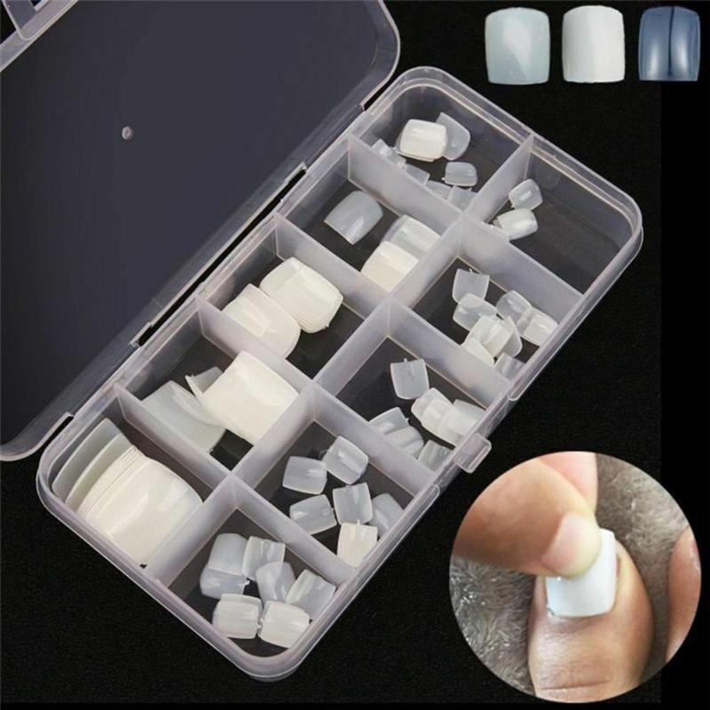 

Toe Artificial False Nails 100Pcs Nail Art Tips Foot Fake Toenail Manicure Tools K4T2, White