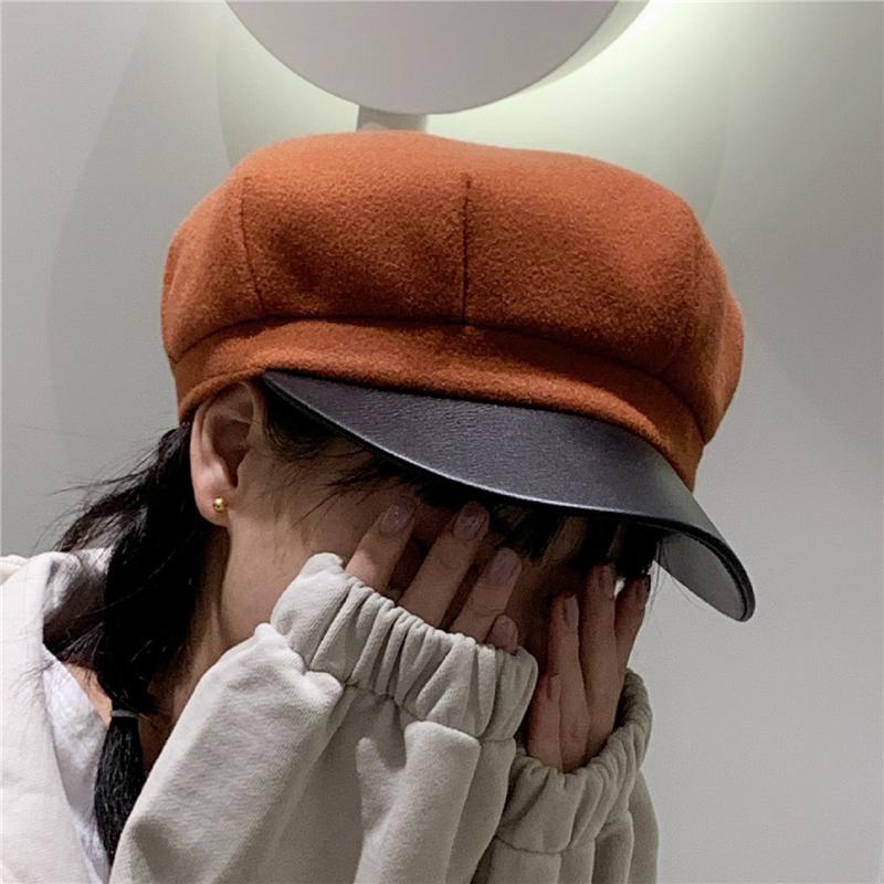 

Woolen Octagonal Hats For Women Auutmn Winter Hats Solid Plain Newsboy Cap Ladies Casual Wool Hat Winter Beret Women Painter Cap, Khaki