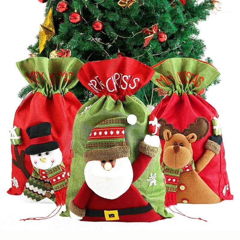 

3pcs/set New Year Gift Santa Sacks, Personalized Large Santa Claus Bag, Custom Christmas Linen Gift Bags Drawstring Cotton1