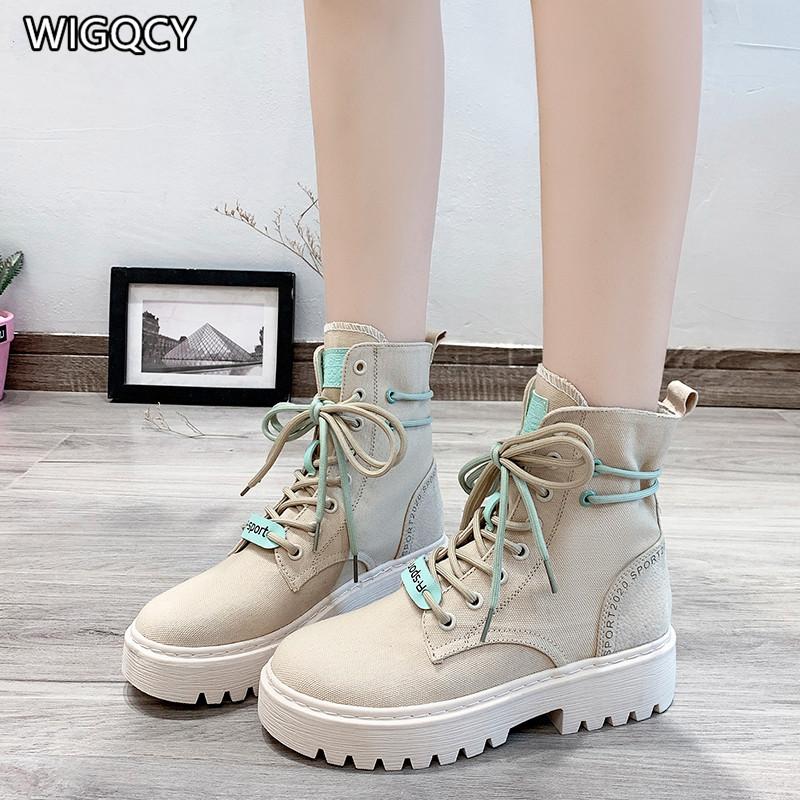 

2020 Autumn New Women's Thick-Soled Round Toe Lace-Up Skinny Short Boots Fashion Single Boots Botas De Mujer, Violet