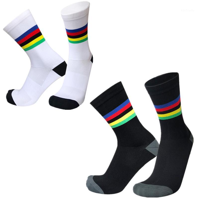 

New Sports Cycling Socks Men women Rainbow Stripes TEAM Bike Socks MTB Professional competition Racing1, Black