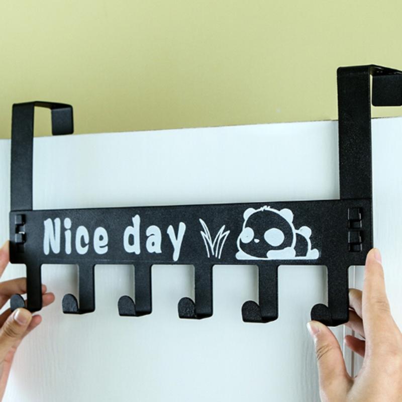 

Six-Row Carbon Steel Hook Door-Back Traceless Hook Holder Clothes Hanger Hooks Kitchen Bedroom Door Rack Towel Holder Stand