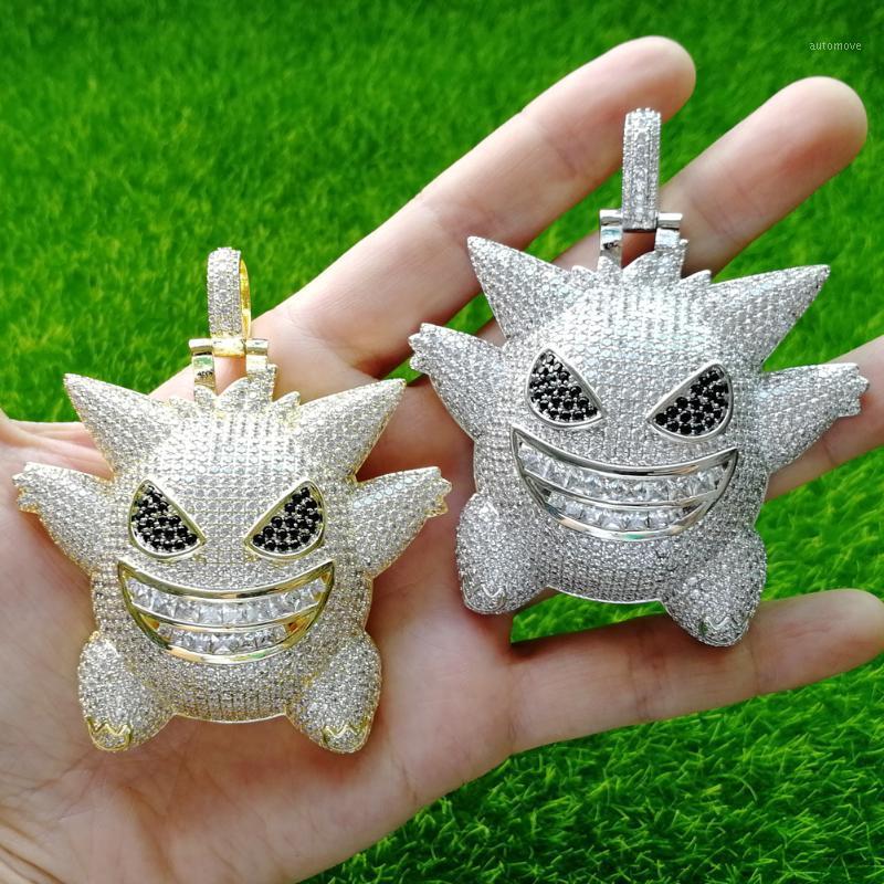 

Large Size Brass CZ evil spirit Pendant Hip Hop Necklace Men Women Jewelry Iced Out CN5021