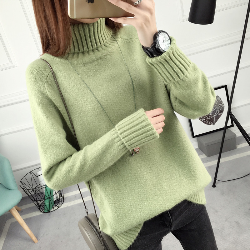 

2021 New Super Warm Thickturtleneck Women Sweaters and Pullovers Tops Jersey Jumper Pull Femme Hiver Befree Streetwear Knitted Pullover 4agc, Gray