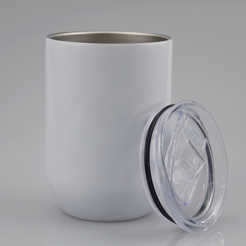 

12oz Sublimation Wine Tumblers Straight Wine Glasses Blank Egg Shaped Blanks Can DIY Stainless Steel Water Bottles, White sublimation coating
