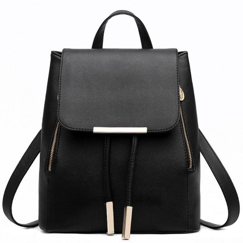 

Black School Supplies Backpack Female PU Leather Backpack Japanese Street Bag Women's School Bag for Adolescent Girls Backpacks