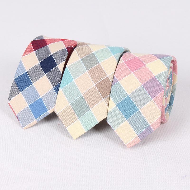 

New 6.5cm Cotton Mens Ties Casual Wedding Plaid Neck Tie Skinny Tuxedo Suit Cravate Homme Shirt Accessories1