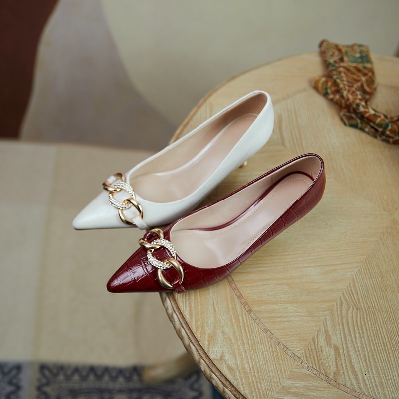 

2021 New Genuine Woman Stiletto High Heels Wedding Finger Sexy Foot Ladies Shoes JVRF, Red wine