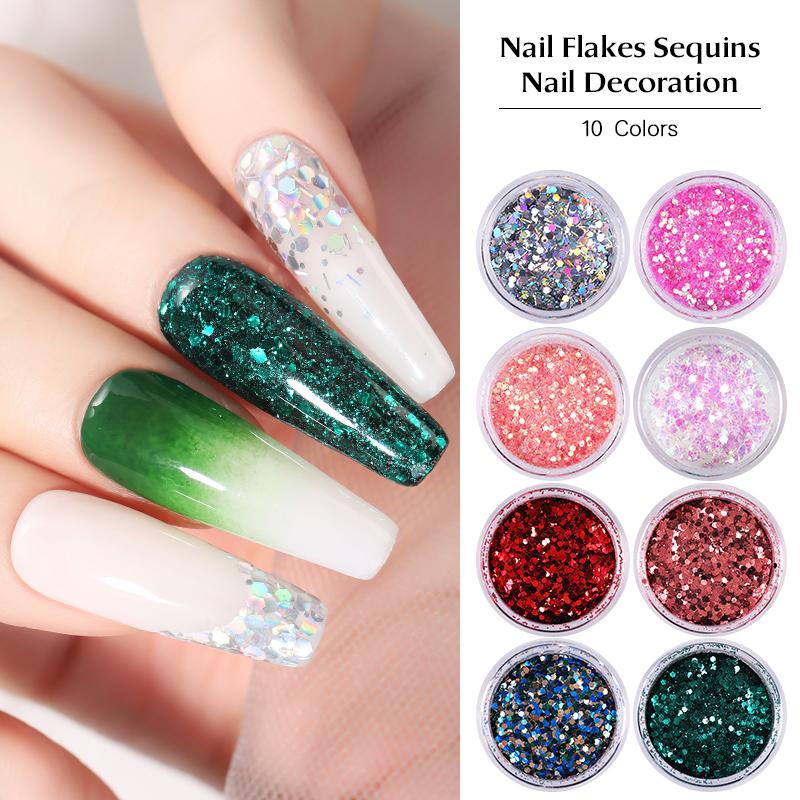 

1 Box Shiny Nail Glitter Mixed Size Holographics Hexagon Nail Sequins 3D Flakes Slices DIY Art Decoration