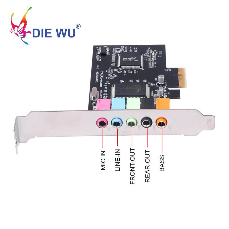 

PCI Sound Card 5.1CH 5.1 Channel CMI8738 Chipset Audio Interface PCI-E 5.1 Stereo Digital Card Desktop Sound