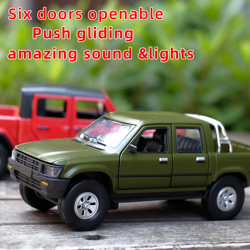 

Alloy Toy 1:32 Scale Diecast Hilux Pickup Metal Miniature With Sound Light Model For Children Car Toys