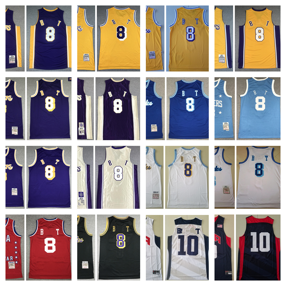 

Stitched Mitchell Ness Jersey Basketball #8 Jerseys Retro White Blue Black 96-97 98 03 04-05, Same as picture
