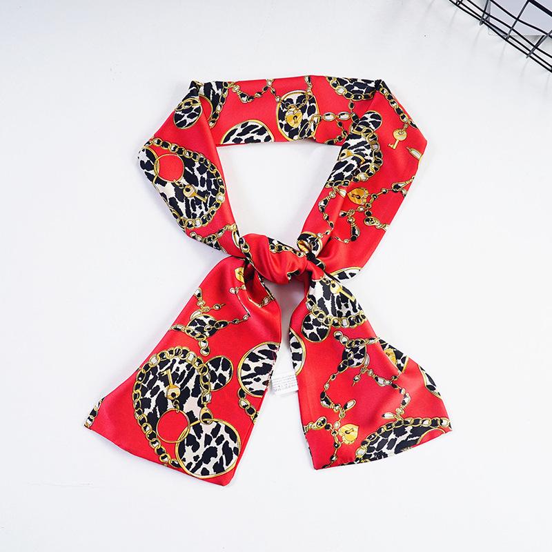 

Scarves Yishine 15x145cm 2 Colors Women Flat Angle Scarf Chain Leopard Patterns Print Long Wraps Shawl Handkerchief Bag Decor