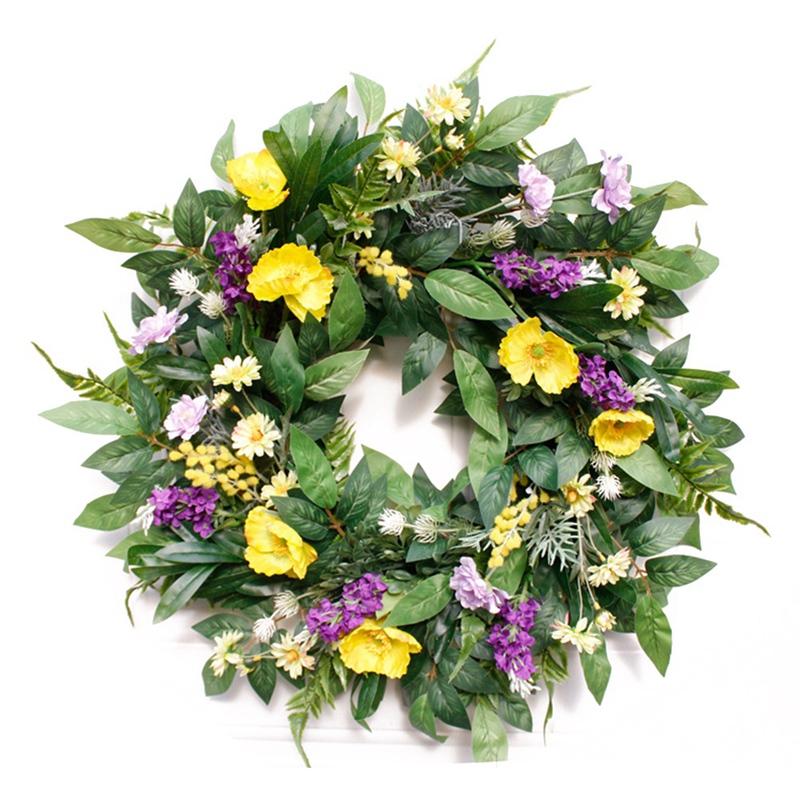 

Spring Simulation Wreath Artificial Daisy Spring Flower Wreath for Front Door, Wedding, Wall, Home Decoration, As shown
