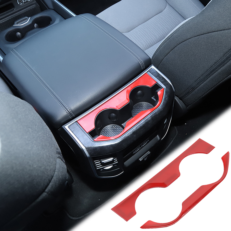 

ABS Red Armrest Box Rear Cup Holder Decoration Cover For Dodge RAM 1500 2018 2019 2020 Auto Interior Accessories