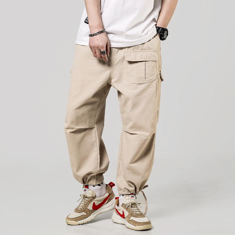 

Men Hip Hop Cargo Pants Cotton Loose Baggy Army Trousers Multi-Pocket Tactical Pants Casual Streetwear Joggers, Khaki